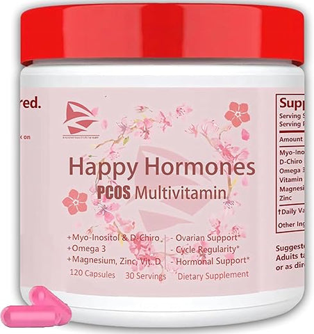 HAIION - Nova Upgrade PCOS Multivitamínico 2024, Equilíbrio Hormonal para Mulheres – Suplemento de Suporte ao Ciclo – Suporte para Menopausa e Humor – Suporte para TPM em Mulheres (120 Cápsulas)
