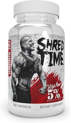 5% Nutrition - 5%% Nutrition Shred Time Queimador de Gordura | Chá Verde, Café, Pimenta Caiena, Teobromina, GBB | Supressão do Apetite | 30 Porções (180 Cápsulas)