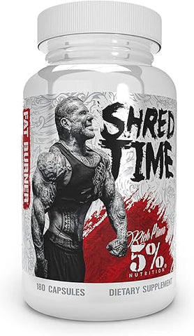 5% Nutrition - 5%% Nutrition Shred Time Queimador de Gordura | Chá Verde, Café, Pimenta Caiena, Teobromina, GBB | Supressão do Apetite | 30 Porções (180 Cápsulas)