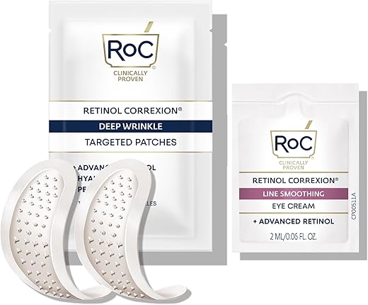 Retinol Correxion Adesivos Não Invasivos para Rugas Profundas com Ácido Hialurônico e Peptídeos Firmadores para Testa, Linhas de Expressão, Pés de Galinha e Risos (6 Adesivos) - RoC