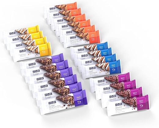 Bar, Pack com Variedade de Barras de Proteína | Lanche Nutritivo para Apoiar a Manutenção do Peso | Sobremesa de Baixa Caloria | 10g de Proteína | 5 Sabores Diferentes, 24 Unidades - HMR