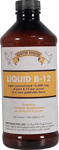 B-12 Líquido, 16 oz (473 ml) – Potencialize seu galo com vitamina B-12 - Rooster Booster