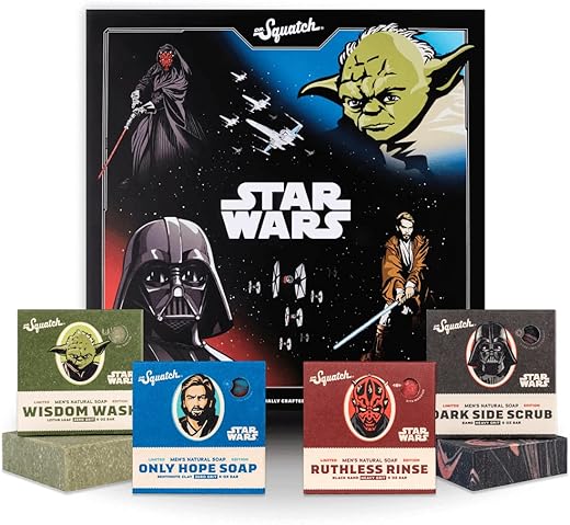 Coleção de Sabonetes Star Wars Episódio 1 com Caixa de Colecionador – Kit de 4 Sabonetes Naturais para Homens e Sabonete Star Wars para Homens - Dr. Squatch