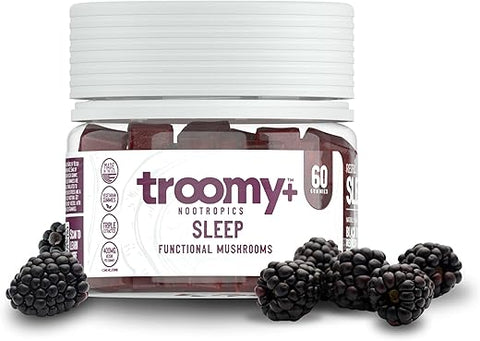 Troomy Nootropics - Troomy Sleep – Gomas de Cogumelo Reishi com Melatonina – Sabor Incrível – Suporte para um Sono Repousante – 60 g