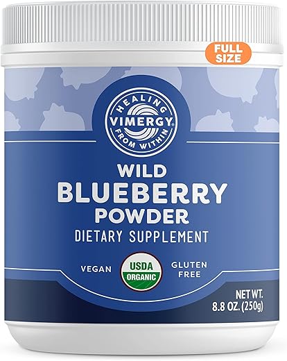 Wild Blueberry Powder – Protege a Saúde do Cérebro* – Suporta a Função Cardiovascular* – Orgânico, Vegano – 100g - Vimergy