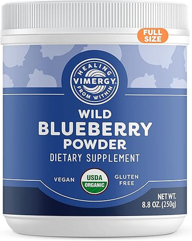 Wild Blueberry Powder – Protege a Saúde do Cérebro* – Suporta a Função Cardiovascular* – Orgânico, Vegano – 100g - Vimergy