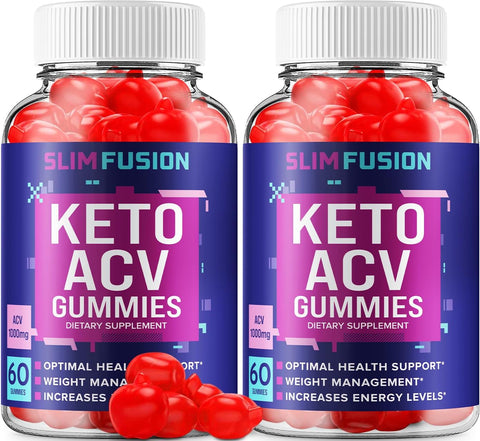 Indelo - (2 Pacotes) Gomas Slim Fusion Keto ACV – Fórmula Avançada Slim Fusion Keto Plus ACV Gummies Apple Cider Vinegar – Suplemento Alimentar Slim Fusion ACV para Homens e Mulheres (120 Gomas)