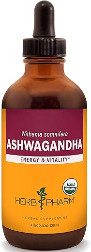 Extrato de Ashwagandha Orgânico Certificado para Energia e Vitalidade, Álcool de Cana Orgânico, 120 ml - Herb Pharm