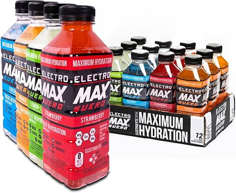 Bebida Eletrolítica Zero Açúcar – Pack com 12 Unidades (630 ml cada) – Hidratação para Esportes, Recuperação e Uso Diário – Magnésio, Potássio, Zinco, Cálcio – Zero - ELECTROMAX SUERO