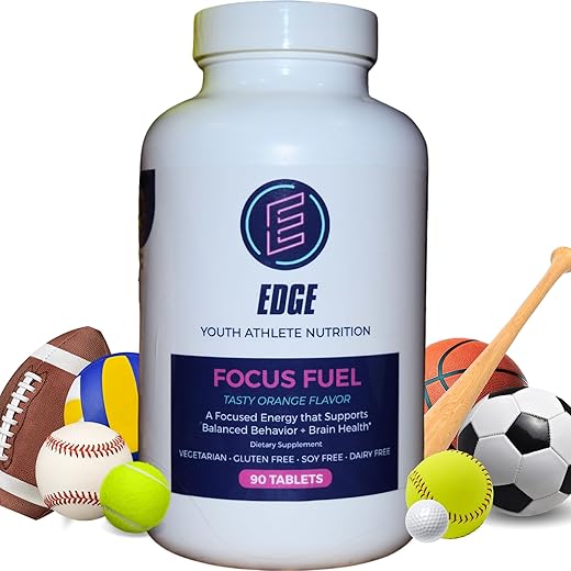Edge Youth Athlete Nutrition - Melhore o Desempenho de Jovens Atletas com Focus Fuel: Suplemento Natural para Concentração e Performance Infantil | Aumente Concentração, Clareza e Desempenho para Atletas Jovens
