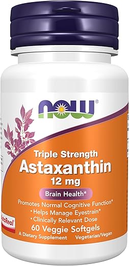 Astaxanthin 12 mg – Triplo Poder – 60 Cápsulas Vegetais - NOW Foods