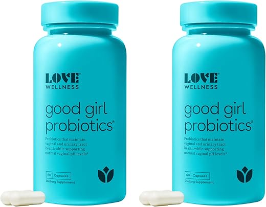 Probióticos Vaginais para Mulheres, Good Girl Probióticos | Suplemento para Equilíbrio do pH e Saúde Feminina com Prebióticos | Saúde do Trato Urinário para Odor Vaginal | Marca Love Wellness - Love Wellness