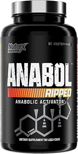 Anabol Ripped – Construtor Muscular Anabólico para Homens, Suplemento 2 em 1 para Ganho de Massa Muscular e Definição, (60 Cápsulas) - Nutrex Research