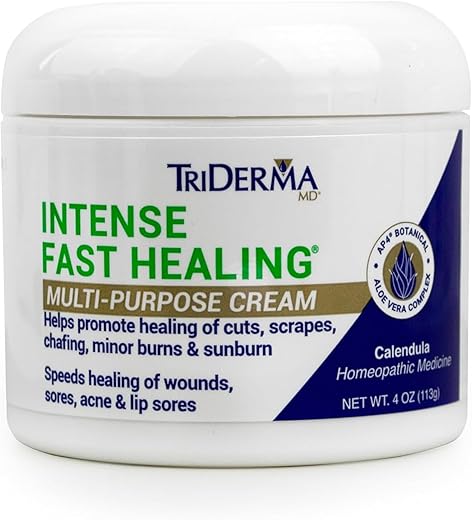 Creme Intenso de Cicatrização Rápida, Reduz Tempo de Cicatrização para Irritações Leves, Erupções Cutâneas, Arranhões, Cortes 4g - TriDerma