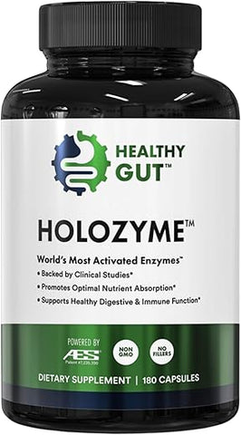 Healthy Gut,LLC - HoloZyme Enzimas Digestivas para um Intestino Saudável | Desfrute Novamente de seus Alimentos Favoritos | com Protease, Amilase, Lipase, Lactase e Mais | 90 Porções