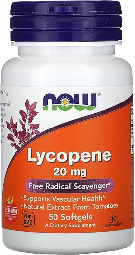 NOW Foods - NOW Supplements, Lycopene 20 mg com Extrato Natural de Tomates, Antioxidante*, 50 Softgels