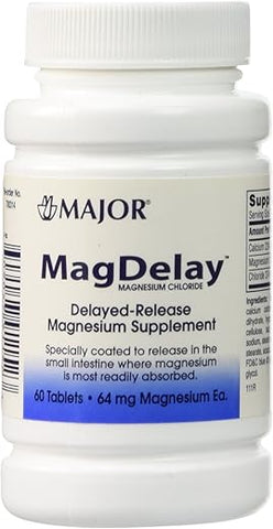 MAJOR - MagDelay 64mg – Suplemento de Magnésio de Liberação Prolongada em Comprimidos de 60 Unidades [Pacote com 3]