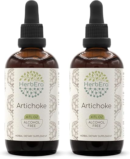 HerbEra - Artichoke B120 (2 unid.) Extrato Herbal Sem Álcool, Gotas Líquidas Concentradas Naturais de Alcachofra (Cynara scolymus) Folha Seca (2×120 ml)