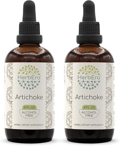 HerbEra - Artichoke B120 (2 unid.) Extrato Herbal Sem Álcool, Gotas Líquidas Concentradas Naturais de Alcachofra (Cynara scolymus) Folha Seca (2×120 ml)