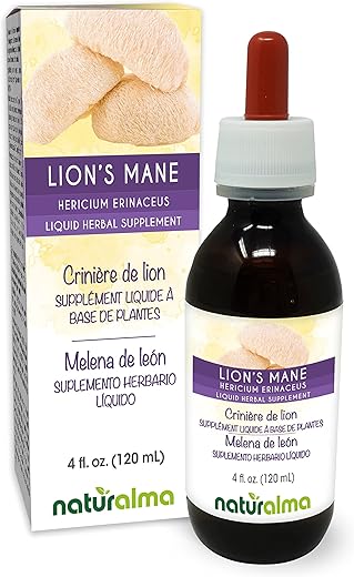 Lion’s Mane (Hericium erinaceus) – Tintura sem álcool de cogumelo – 118 ml Extrato líquido em gotas – Vegano - Naturalma