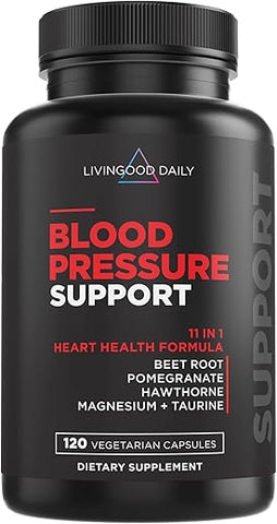 Blood Pressure Support – 120 Cápsulas Vegetarianas – Suplemento para Pressão Arterial com Beterraba e Romã - Livingood Daily