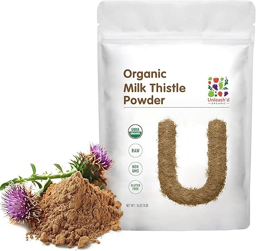 UNLEASH'D ORGANIC - UNLEASH’D ORGANIC Leite de Cardo em Pó 454g Rico em Silimarina e Antioxidantes Suporte Imunológico 100% Puro e Orgânico