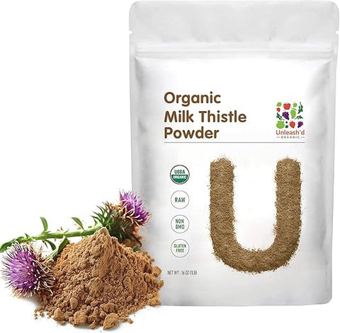 UNLEASH'D ORGANIC - UNLEASH’D ORGANIC Leite de Cardo em Pó 454g Rico em Silimarina e Antioxidantes Suporte Imunológico 100% Puro e Orgânico