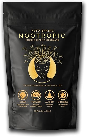 Nootrópico à base de C8MCT com 500mg de Cogumelo do Leão e AlphaGPC - Keto Brainz
