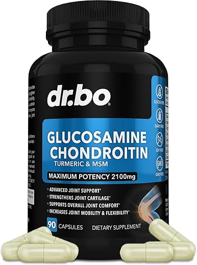 DR. BO - Glucosamina Condroitina MSM Cúrcuma – Saúde das Articulações 2100mg Joelho Osso
