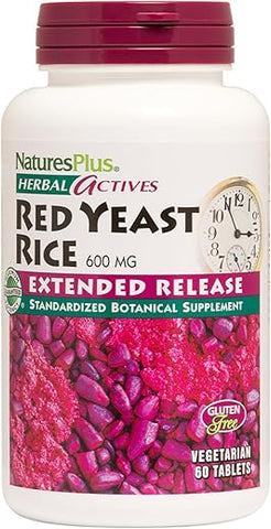 Herbal Actives Red Yeast Rice 600 mg – 60 Comprimidos, Pacote com 2 – Suporte ao Bem-Estar Geral – Vegetariano, Sem Glúten – 120 Porções Totais - Natures Plus