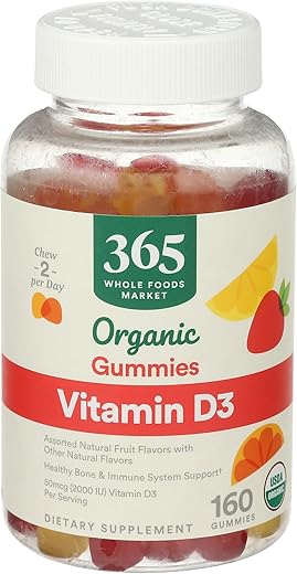 Goma Orgânica de Vitamina D3, 160 Unidades - 365 by Whole Foods Market