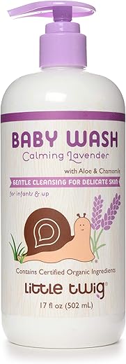 2-em-1 Lavagem para Bebês, Sabonete Corporal Hipoalergênico com Ingredientes Orgânicos, Essenciais para o Banho do Bebê, Lavanda Calmante, 500 ml - Little Twig