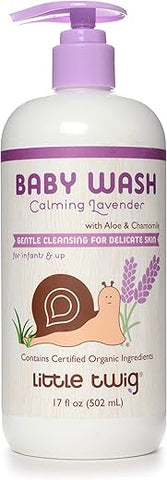 2-em-1 Lavagem para Bebês, Sabonete Corporal Hipoalergênico com Ingredientes Orgânicos, Essenciais para o Banho do Bebê, Lavanda Calmante, 500 ml - Little Twig