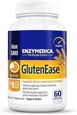 GlutenEase: Enzimas Digestivas para Intolerância Alimentar, Suporte para Glúten Oculto – 60 cápsulas - Enzymedica