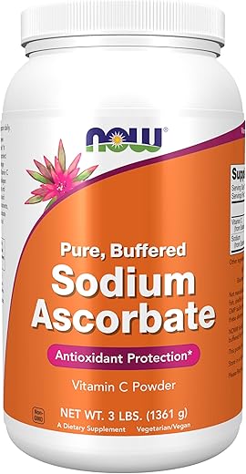 Suplementos, Pó de Ascorbato de Sódio, Tamponado, Proteção Antioxidante*, 3 Libras - NOW Foods
