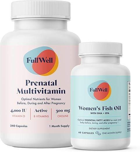 FullWell - Vitamina Pré-Natal com Ômega 3 DHA | Óleo de Peixe Ômega 3 com DHA | Marca: Prenatal DHA