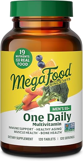 Men’s 55 One Daily – Multivitamínico para Homens com Vitamina B12, Vitamina C, Vitamina D | 60 comprimidos | Marca MegaFood - MegaFood