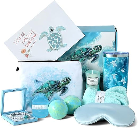 ELSEULAR - Presentes de Tartaruga Marinha para Mulheres – Cestas de Presente de Aniversário – Conjunto de Presentes para Mulheres – Spa Relaxante – Luxuoso Presente de Dia dos Namorados e Natal para Mulheres, Mães, Amigas, Avós e Adultos