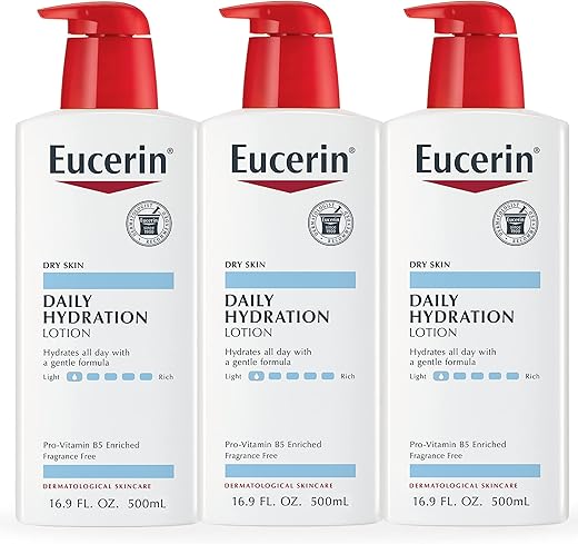 Loção Hidratante Diária – Leve e Hidratante para Pele Seca – Frasco de 500ml (Pack com 3 unidades) - Eucerin