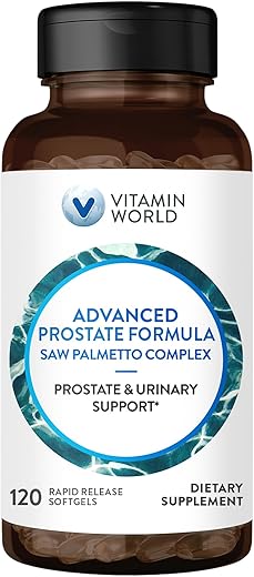 Fórmula Avançada de Próstata com Saw Palmetto 120 Softgels, Suporte à Saúde da Próstata e Urinária, Liberação Rápida, Livre de Glúten - Vitamin World