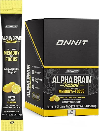 Alpha Brain Instant – Sabor Limão Meyer – Suplemento Nootrópico para Memória e Energia - ONNIT