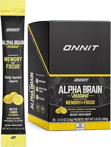 Alpha Brain Instant – Sabor Limão Meyer – Suplemento Nootrópico para Memória e Energia - ONNIT