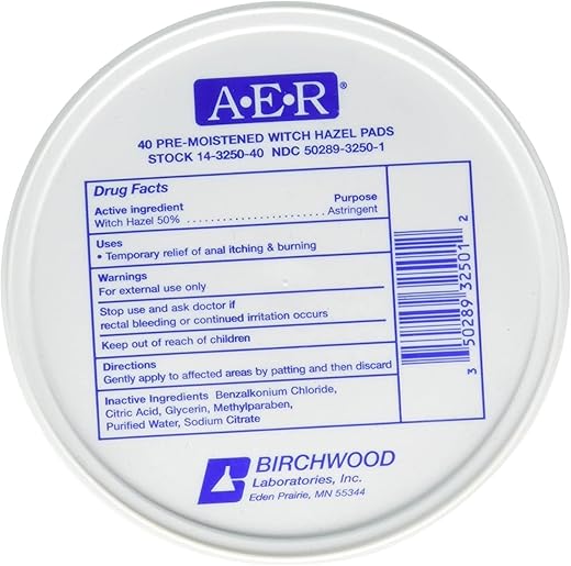 Birchwood Casey - BIRCHWOOD Laboratories – Lenços de Hamamélis Pré-Umedecidos A-E-R, 160 Unidades (Pacote com 4) – Cuidados com a Pele