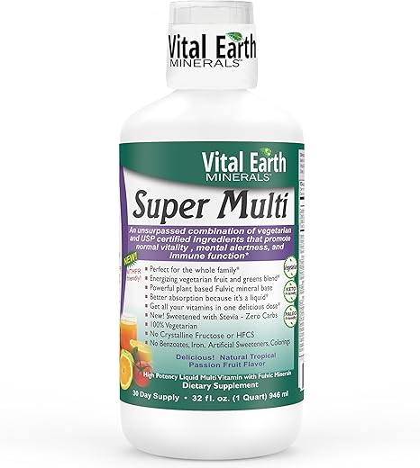 Super Multi – Multivitamínicos Líquidos para Mulheres e Homens | 100% Natural | Alta Absorção - Vital Earth Minerals