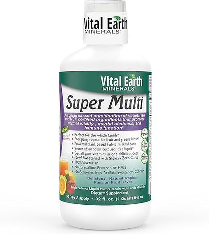 Super Multi – Multivitamínicos Líquidos para Mulheres e Homens | 100% Natural | Alta Absorção - Vital Earth Minerals