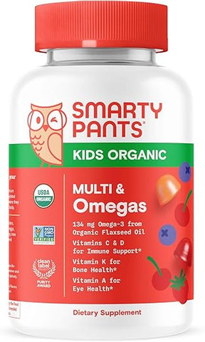 Gomas Multivitamínicas Orgânicas para Crianças: Ômega 3 (ALA), Vitamina D3, C, B12, B6, A, K | 60 g - SmartyPants