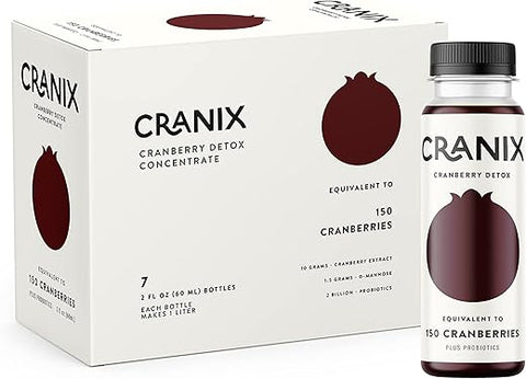 Cranix – Detox Shots de Cranberry Natural 60ml para Saúde Urinária – 7 Pacotes – Com Vinagre de Maçã, Probióticos, D-Manose e Betaina - NGL