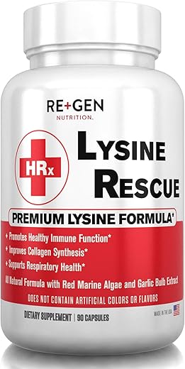 Re+Gen Nutrition - Re Gen Nutrition Lysine Rescue: Suplemento de Aminoácidos para Fortalecer a Imunidade