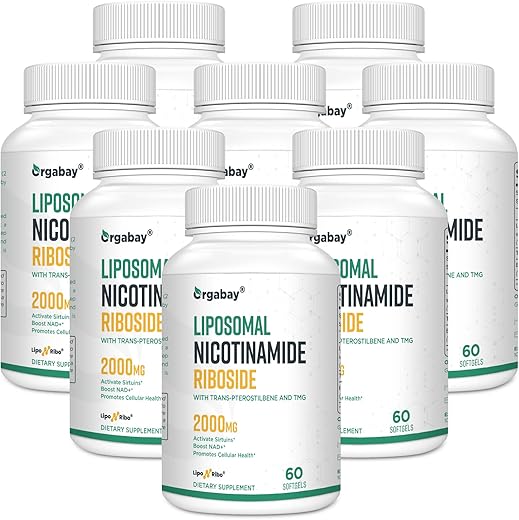 Orgabay - Liposomal Nicotinamida Ribosídeo 2000 MG com TMG e Pterostilbeno, Aumentando NAD, Apoio ao Envelhecimento Saudável, 480 Unidades