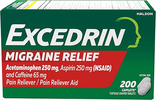 Alívio de Enxaqueca – 200 Comprimidos para Aliviar Sintomas de Enxaqueca - Excedrin